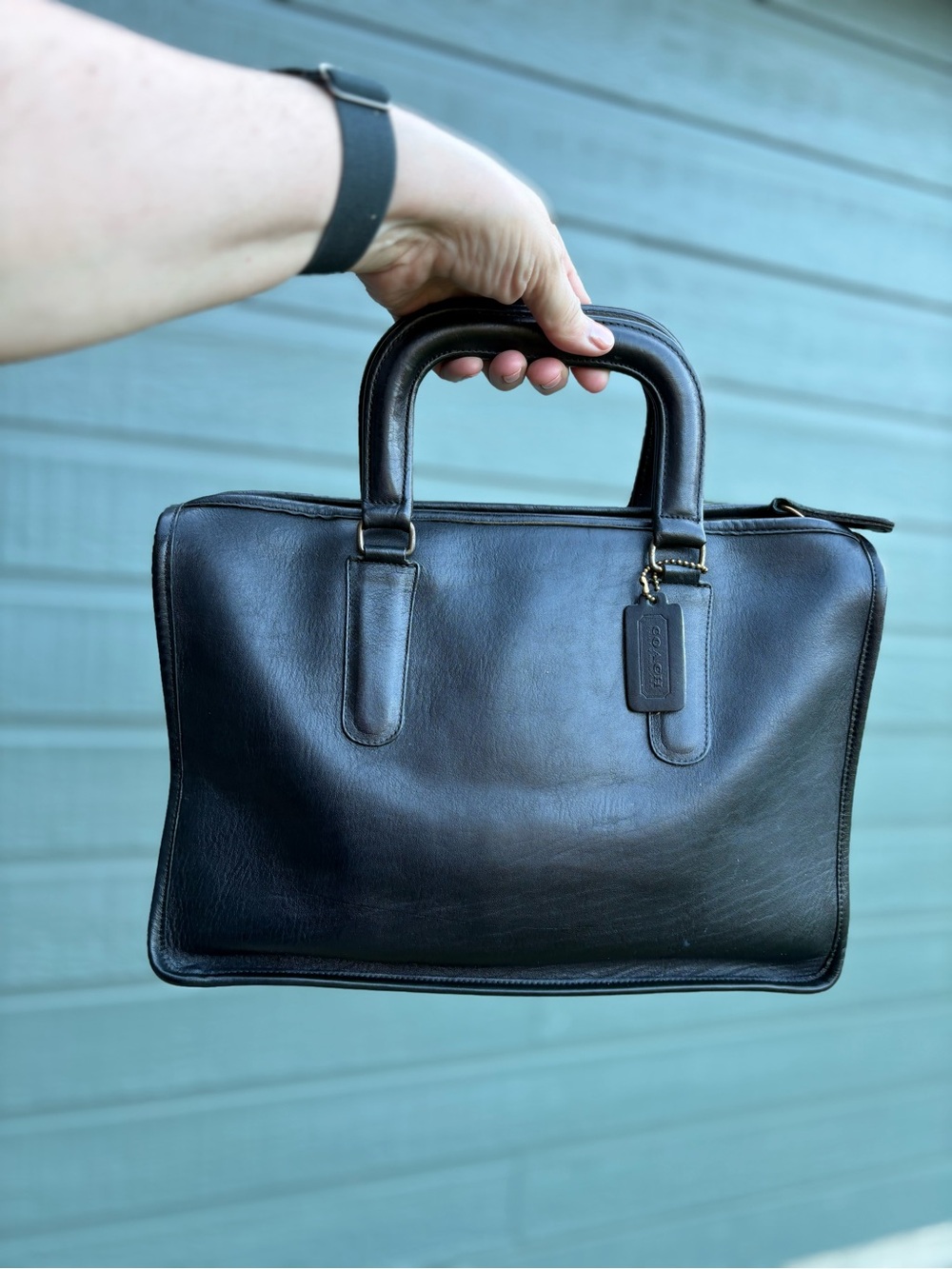 Vintage Coach Navy Slim Satchel with hangtag